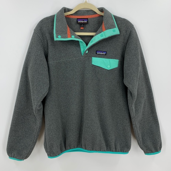 Patagonia Jackets & Blazers - Patagonia Synchilla Snap-T Pullover Grey & Mint Green Sz S